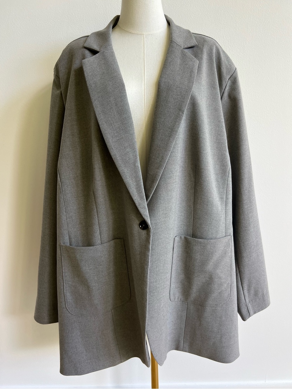 Universal Standard 3XL Gray Heather One Button Blazer NWT Stretch Plus Sz 34-36